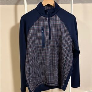 Bobby Jones x-H2O 1/4 zip blue plaid pullover